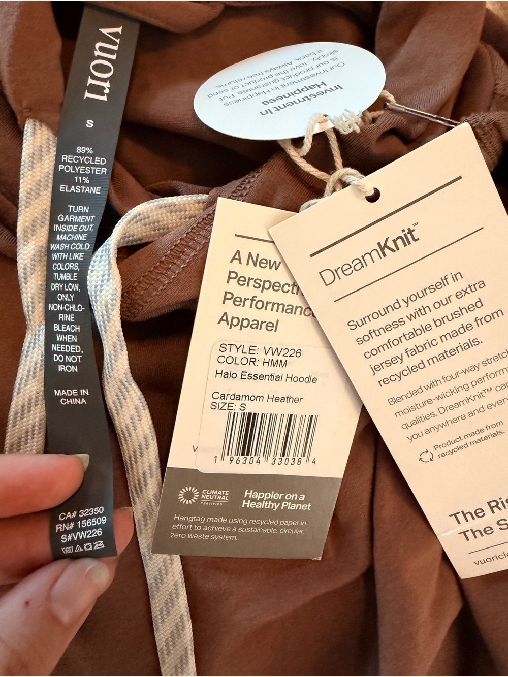 NWT Vuori Halo Essential Hoodie Cardamom Heather DreamKnit Small - Picture 2 of 8